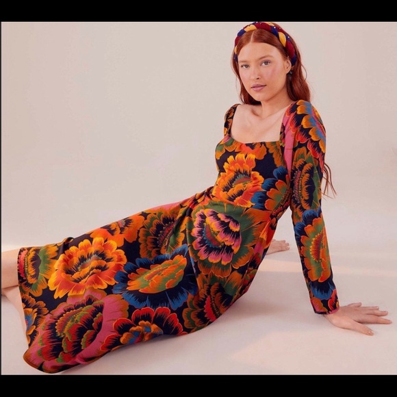 Farm Rio Flowers Midi Dress - Picture 3 of 11